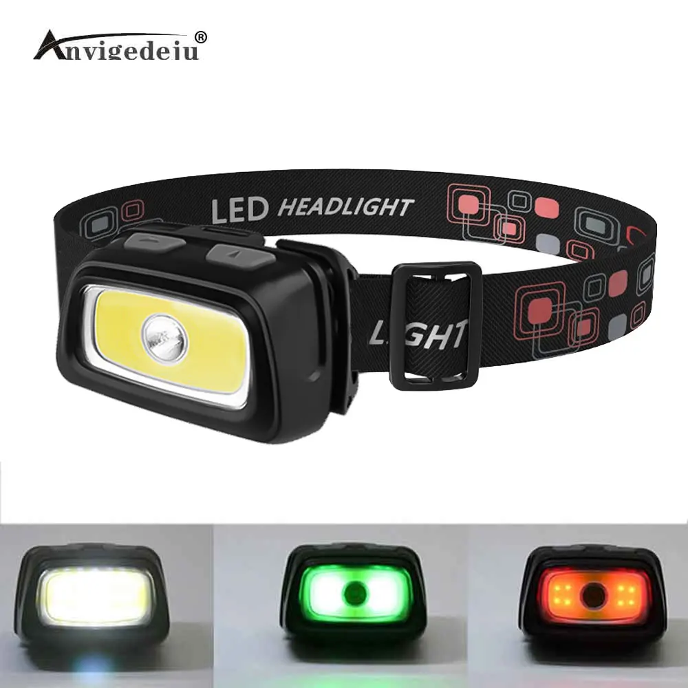 ANYIGE Mini Headlamp 200 Lumen LED Waterproof IPX4 AAA Headlight Red Green 6 Modes Strobe Head Lamp Light Flash Light Torch