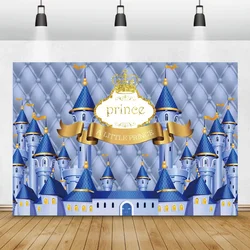 Little Prince Birthday Party Background For Photography Baby Shower Blue Castle Headboard Texture Poster Custom Photo Backdrop