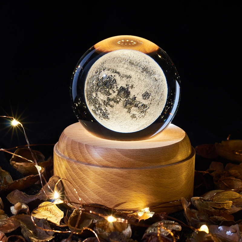 Crystal Ball night light usb charging kids moon lamps Music Box 3D LED Rotating Night Lights Galaxy Crafts Home Desktop Decor