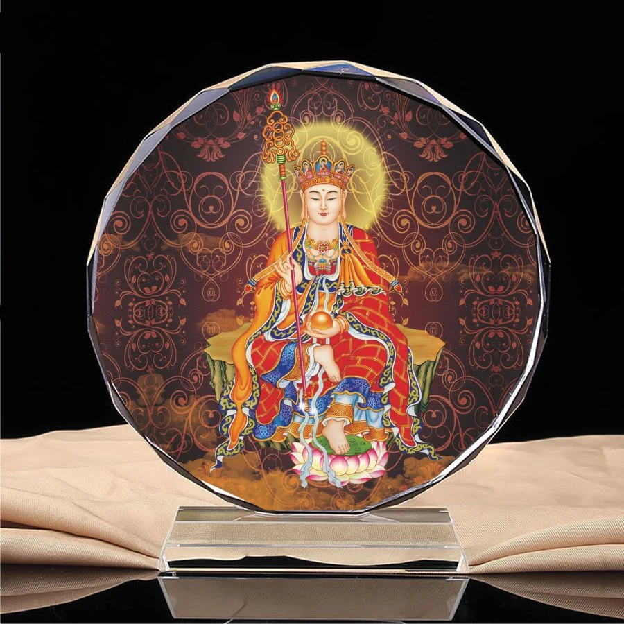 

Tibetan king Buddha painting, home worship Tibetan king Bodhisattva, Buddhist statue Zen stick portrait, crystal decoration