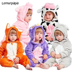 Animal Pink Pig Kigurumis Infant Romper Onesie soft Warm Baby Clothing Cute Baby Boys Girls Onesies kids Outfit Costume