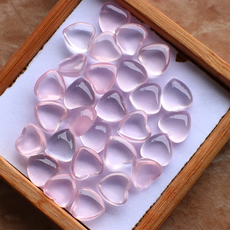 

10X10mm High-quality Heart shape Rose Quartz Natural Gemstone Ring Face Fashion Jewelry Making Pendant Accessories Gem