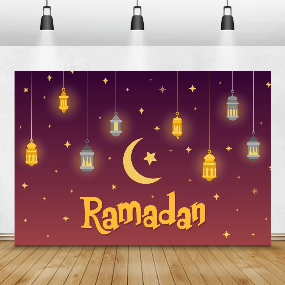 Laeacco Eid Mubarak Photo Backdrop Mosque Ramadan Kareem Moon Party Poster Baby Photographic Background Photocall Photo Studio