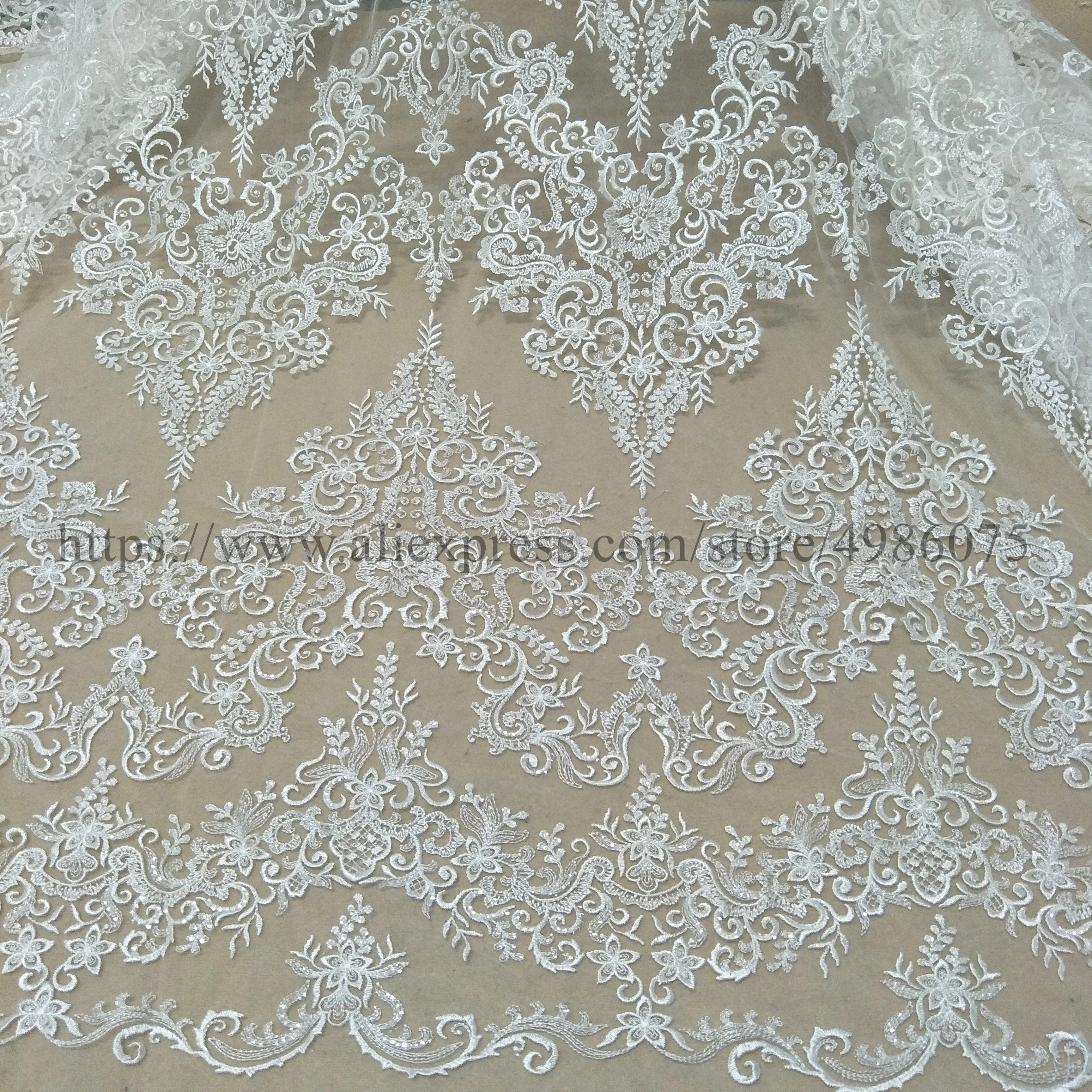 Guipure lace fabric worldwide shipping with sequins embroidery lace 130cm width sell by yard