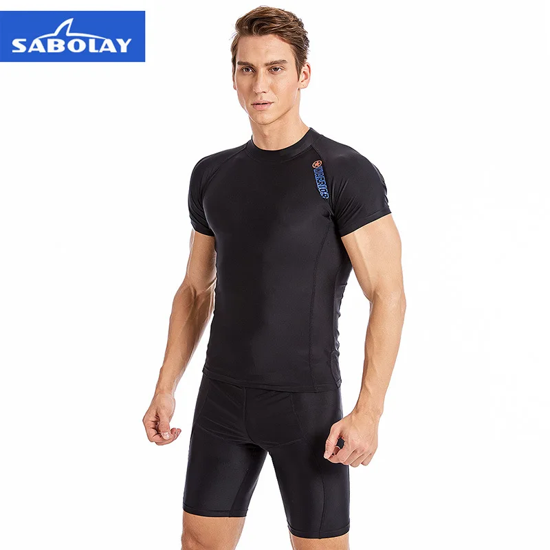 

L-4XL 5XL Big Man Rash Guard Short Sleeve Swimsuit Men Rashguard Surfing Suit Swim Shirt Shorts Sails Diving Wetsuit Clothes