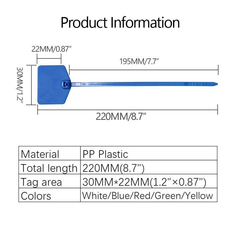 100 Cable Label Nylon Zip Ties Disposable Blank Plastic Network Wire Marker Management Plants Tags Self Locking Waterproof 22cm