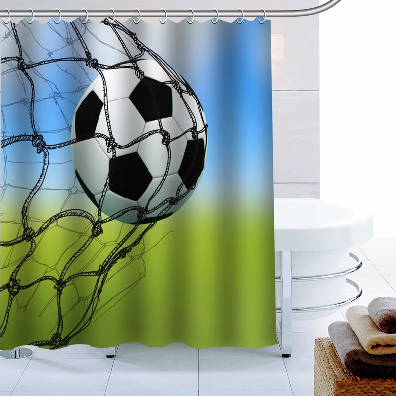 Modern Soccer Shower Curtain Decor Waterproof Polyester Fabric Bath Curtain 180X180cm Eco-friendly Bathroom Curtain