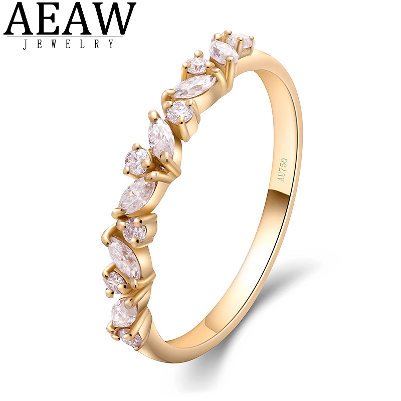 AEAW 585 14K Yellow Gold Ring for Women Moissanite Diamond Solitaire Ring matching half eternity wedding band Engagement bridal