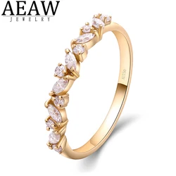 AEAW 585 14K Yellow Gold Ring for Women Moissanite Diamond Solitaire Ring matching half eternity wedding band Engagement bridal