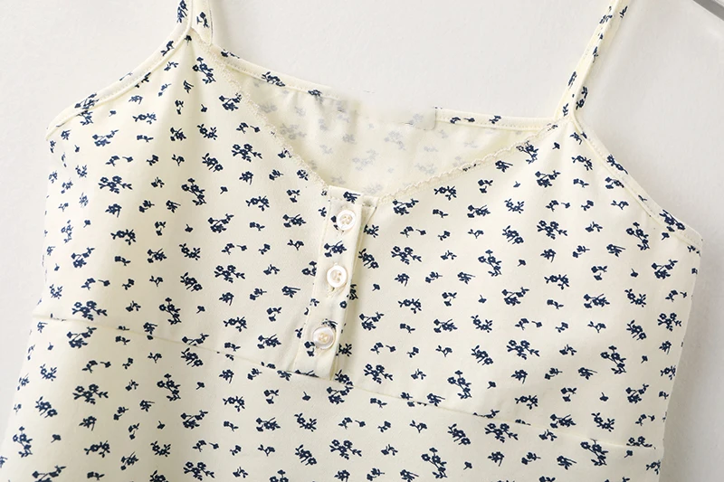 PUWD Slim Girls Sweet Floral Print Camis 2022 Summer Fashion Ladies Vintage Cute Top Chic Women Party elegante Top