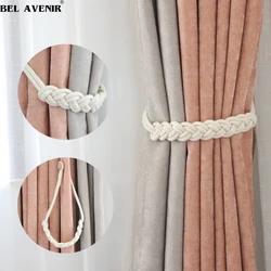 1Pc Curtain Holder Cilp Handwork White Woven Cotton Magnet Curtain Tieback Buckle Rope Holdback Drapery Home Decoration