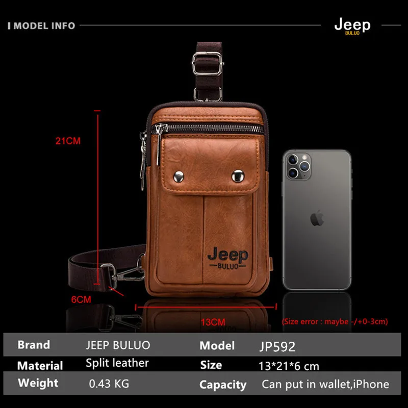 JEEP BULUO Small Multi-function Sling Crossbody Bag Brand Men Shoulder Bag Legs Waist Bag For Man New Fashion Casual Cool Mini