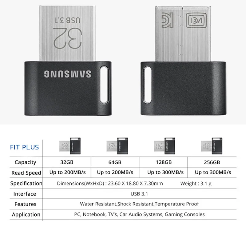 Original SAMSUNG FITplus USB 3.1 Flash Drive Pen Drive 32GB 64GB 128GB 256GB mini usb Memory Stick Device U Disk Tiny Flashdrive