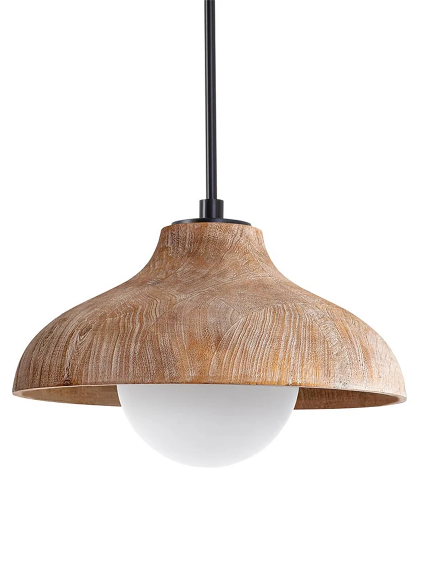 American retro wood art single pendant lights living room loft dining room light bedroom pendant lamp bedside decorated lighting