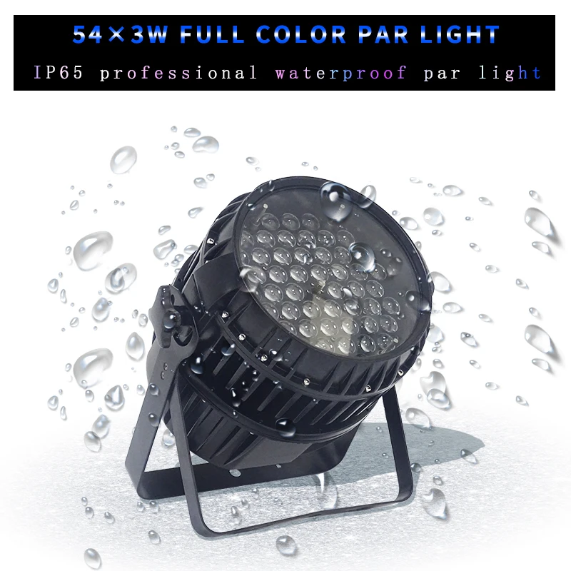 RGBW LED Zoom Par Light, Waterproof IP65, 54x3W, 6~60° Motorized Zoom, Color Changing, DJ and Outdoor Performance