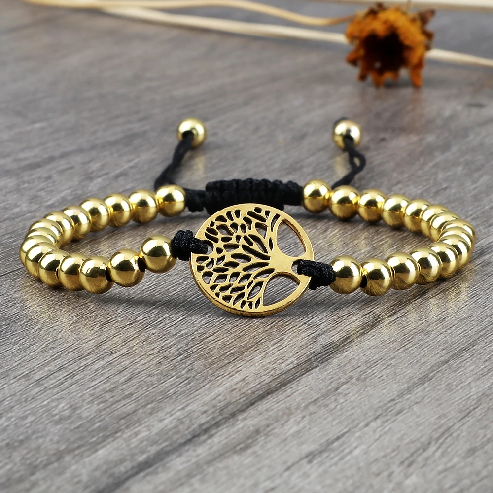 New Copper Beads Pendant Beaded Bracelet Adjust Life Tree Word 8 Heart Shape Alloy Charm Bangles Couple Wrist Pulseragift Friend