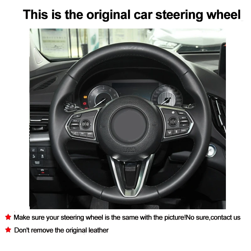 Hand Sewing Car Steering Wheel Cover Black Suede Wrap For Acura RDX 2018 2019 2020 2021 For Honda Acura RDX Volant Funda Volante