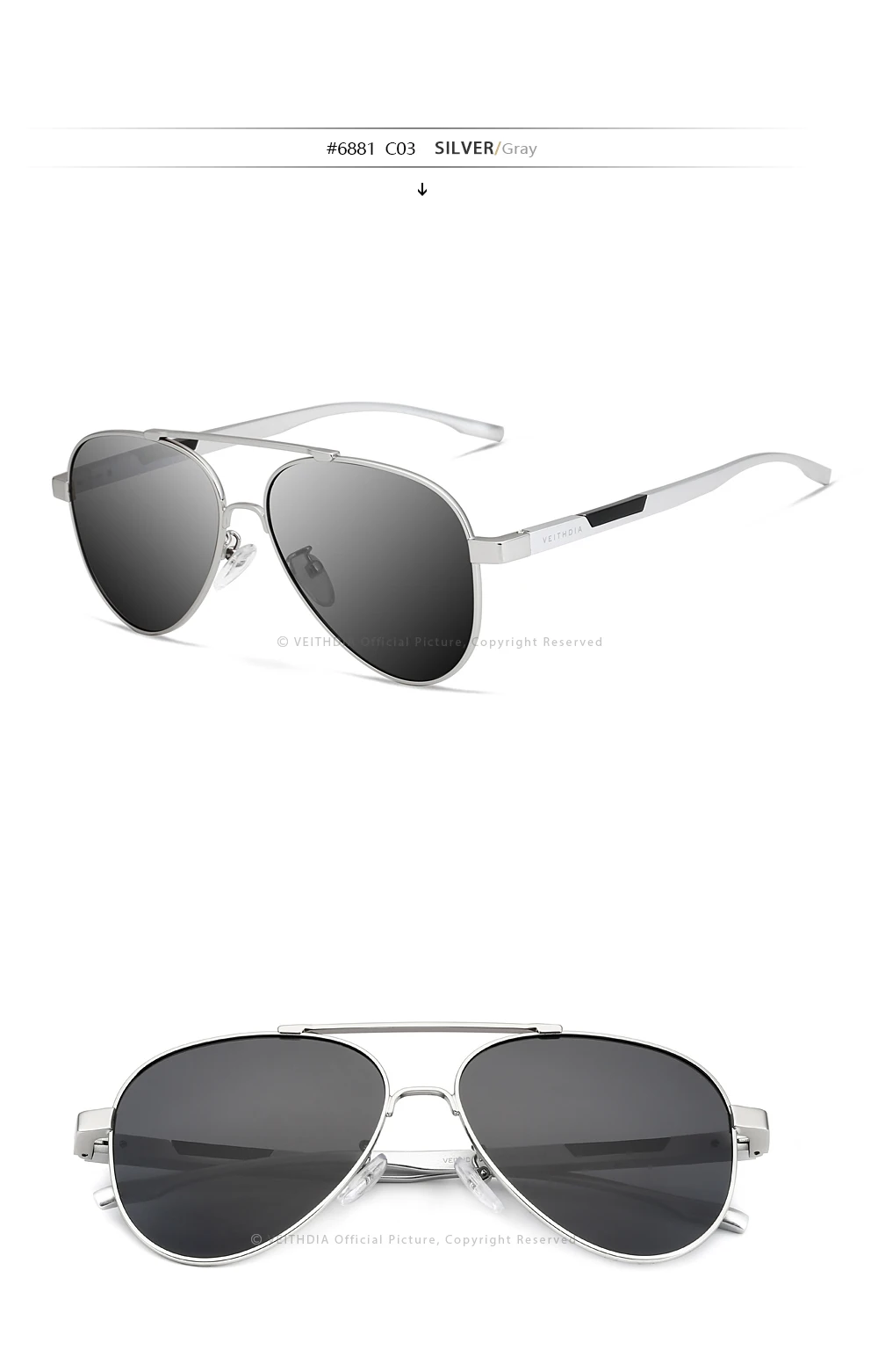 VEITHDIA Männer Sonnenbrille der Aluminium Photochrome Frauen Polarisierte UV400 Objektiv Mode Fahren Outdoor Brillen Männlichen Sonnenbrille 6699 – Detail 19