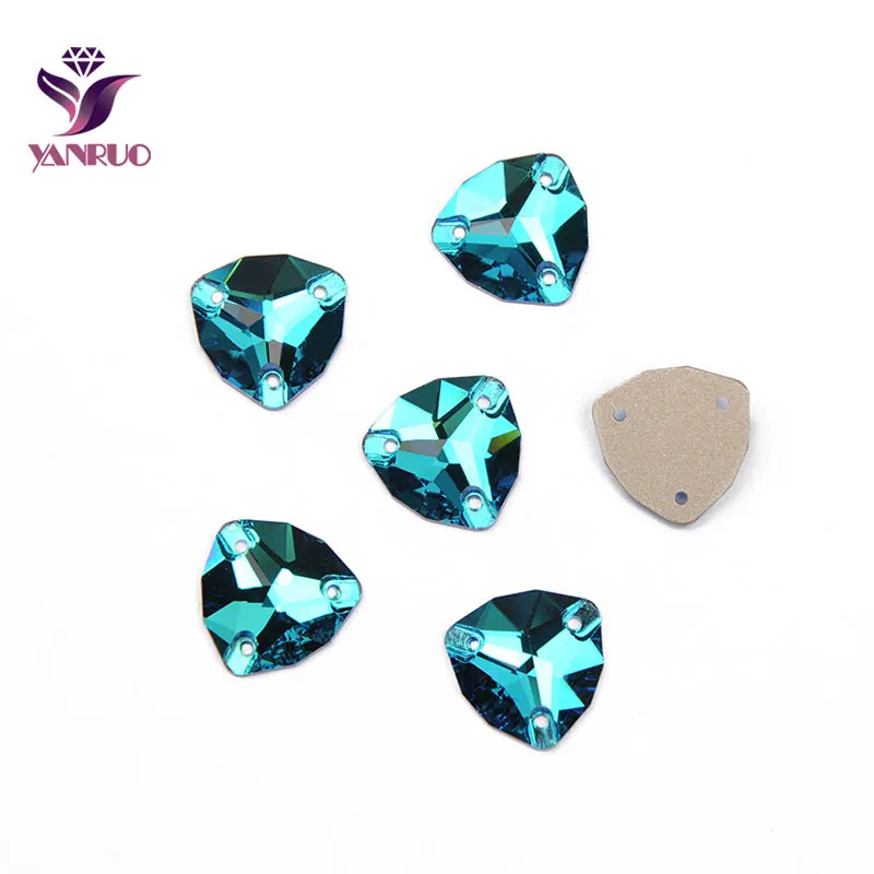 YANRUO 3272 Trilliant Blue Zircon Rhinestones Glitters Sewing Crystals Stones Sew on Wedding Dresses Handiwork