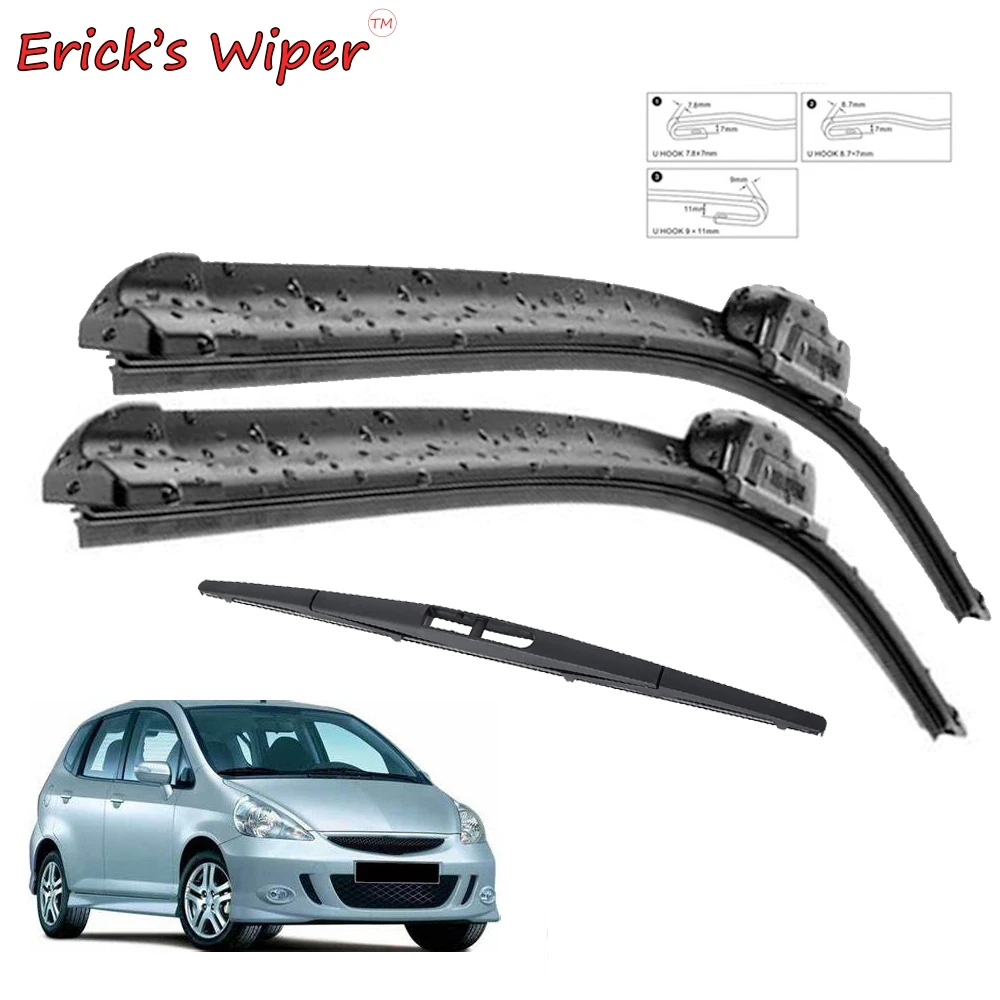 Erick\'s Wiper Front & Rear Wiper Blades Set Kit For Honda Fit Jazz 1 2002 - 2008 Windshield Windscreen Window Brush 20\