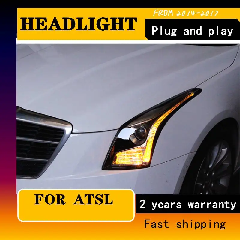 Car Head Lamp For Cadillac ATSL Headlights 2014 2016 2017 ATS-L ATS Headlight DRL Bi Xenon Lens High Low Beam Parking Fog Lamp