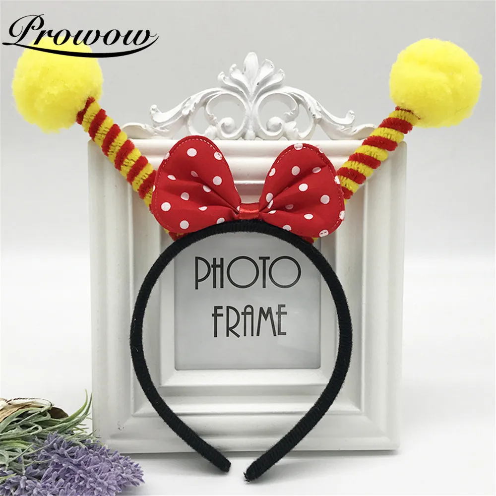 Prowow 1PCS Children Day Cartoon Kids Girl Hairband Ladybug Bee Ants Party Cosplay Hair Accessories Bow Crown Feelers Headwear