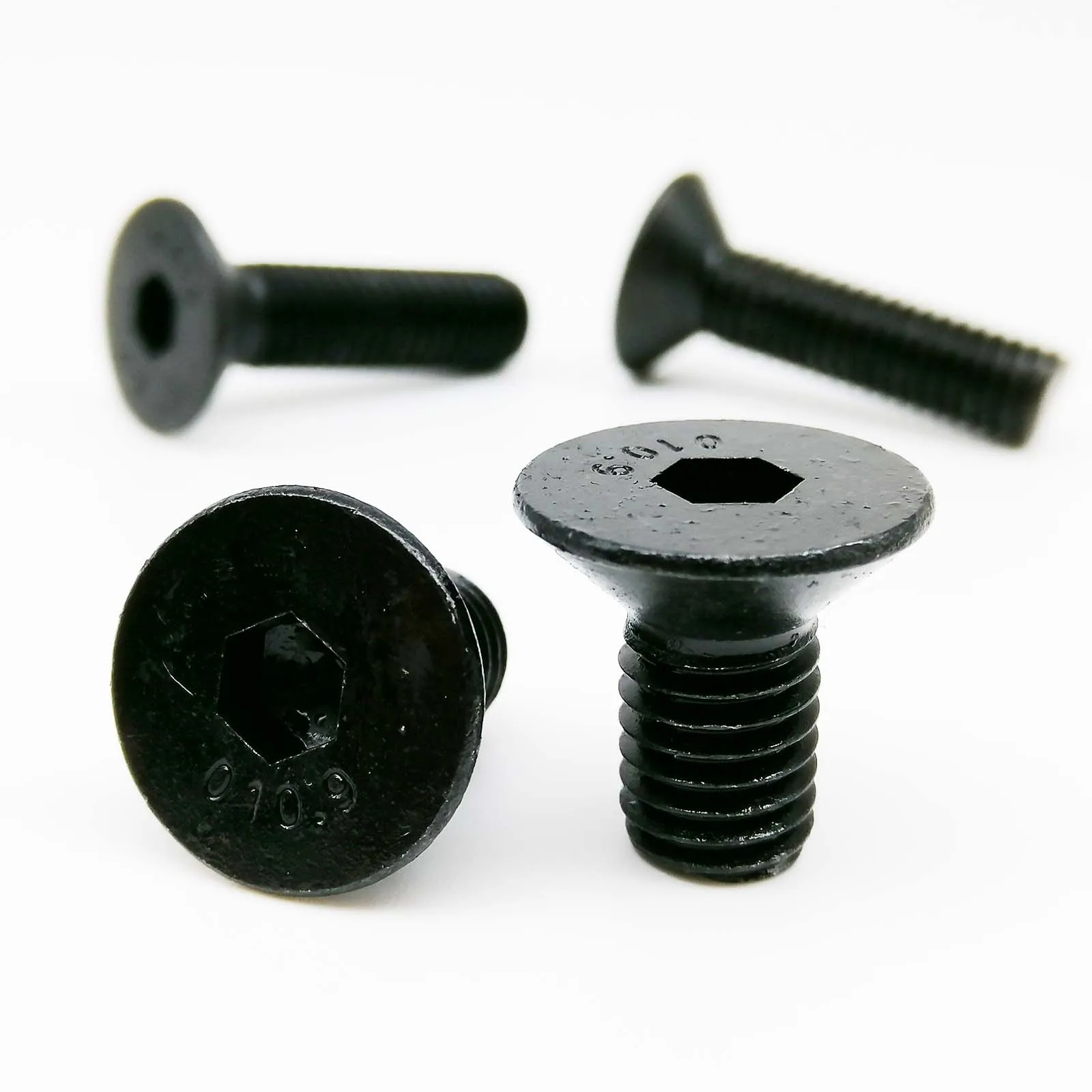 5/10/25/50x M1.6 M2 M2.5 M3 M4 M5 M6 M8 Black Grade 10.9 Steel Hexagon Hex Socket Head Flat Countersunk Bolt Screw Length 3-80mm