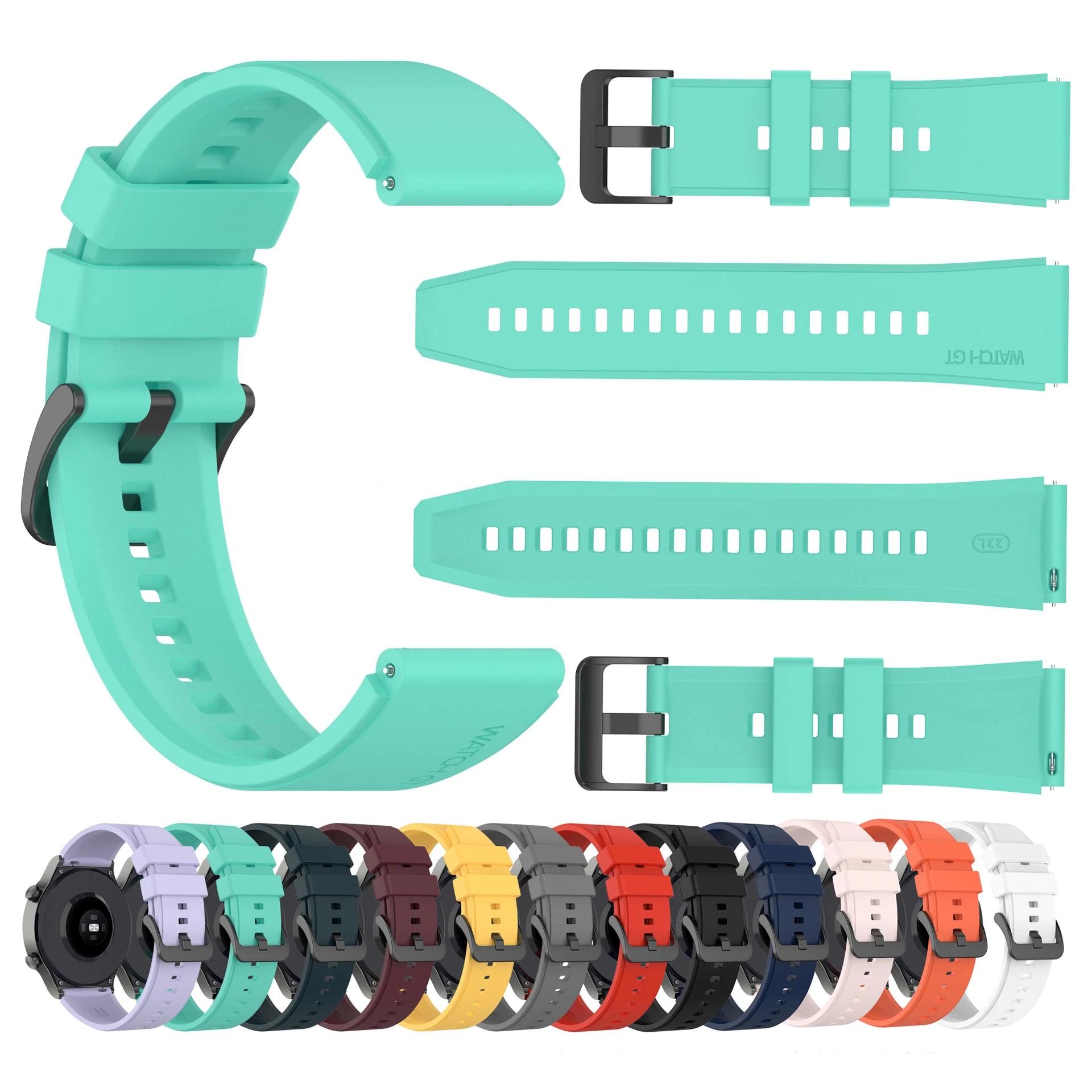 22Mm Silicone Đồng Hồ Thông Minh Thể Thao Đeo Tay Dây Đeo Đồng Hồ Cho Huawei GT2 GT 2E GT2e Vinh Danh GS Pro Magic 2 46Mm dây Đeo Tay Thông Minh Ban Nhạc