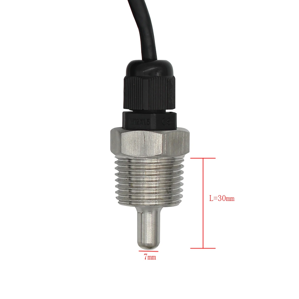 DS18B20 Digital Temperature Sensor G1/2" Thread Probe DIA=7mm 1m PVC 3-core Wire SUS304 Stainless Steel Shell