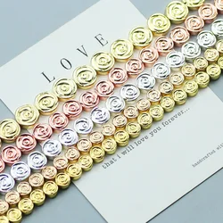 Rose Flower shaped Gold Color Hematite Beads Natural Stone COIN Spacer Loose Beads for Jewelry Making DIY Bracelet Accessories