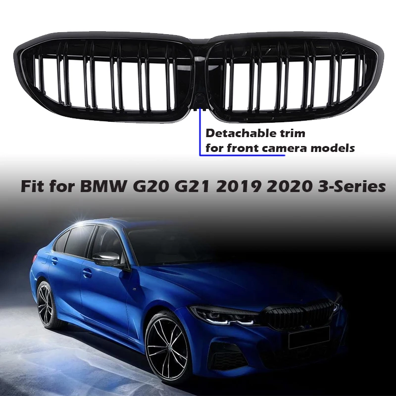 

Rhyming Front Bumper Kidney Grille Radiator Guard Grill Dual Salt Fit For BMW G20 G21 2019 2020 3 Series Car Accessories