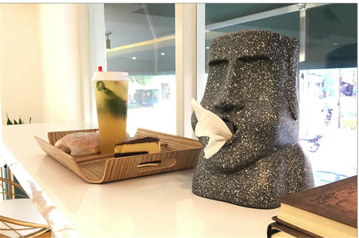 Moai Stone paper towel box resurrection Island creative shape personality paper towel tube household car funny carton