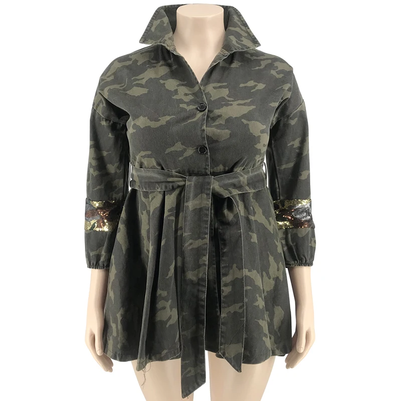 Imagem -03 - Cabolsa de Outono Tecido Camuflagem e Lantejoulas Guarda-chuva Saia com Cinto Moda Tamanho Grande Cabolsa Feminino Novo