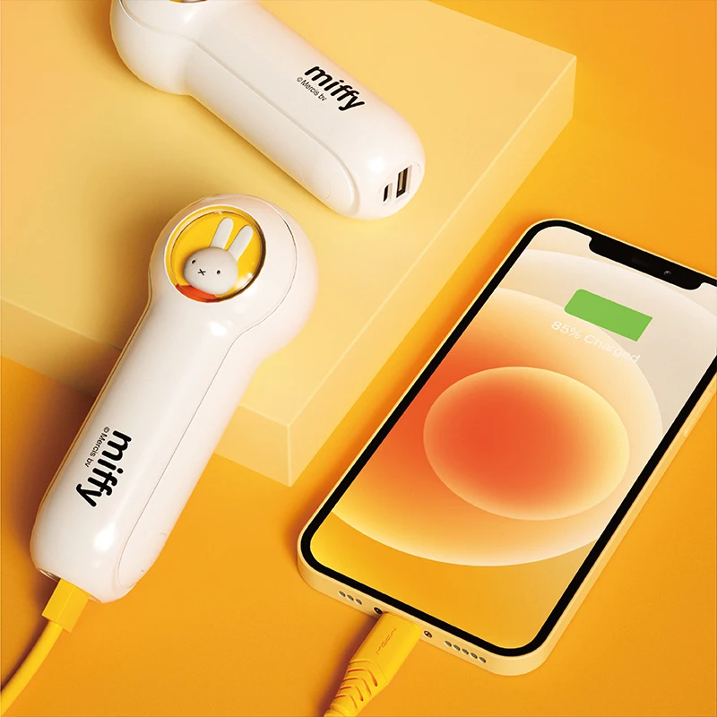 MIPOW e Miffy Handheld Ventilador Portátil Dobrável, Mini Ventilador, Carregamento USB, Power Bank, Pocket Fan, Multi Função, Desktop