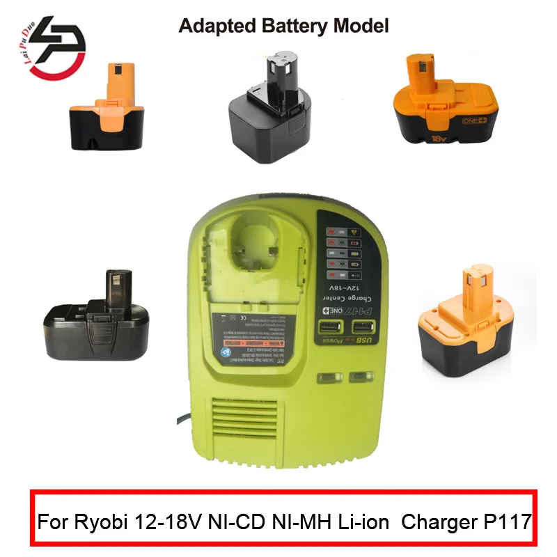 Carregador de Substituição para Ferramentas Elétricas Ryobi P117 Ni-cd Ni-mh Bateria Li-ion P107 P108 1218v