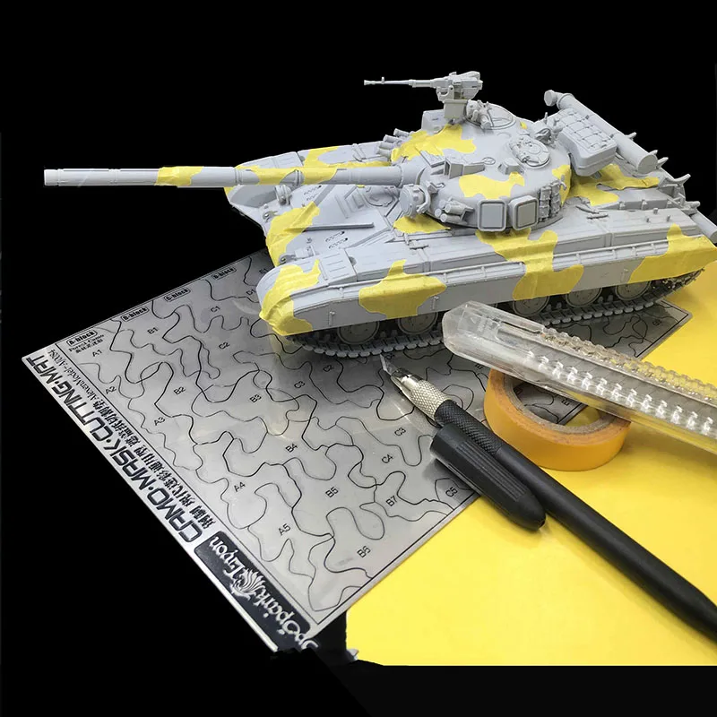 1/32 1/35 Stainless Steel Camouflage Covered Paper Cut Line Plate Mat for Modern Field Army Tank Fighting Vehicles Car Model