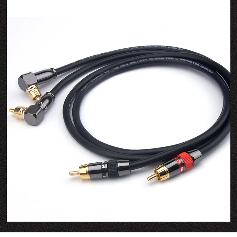 High Sound Quality Monster HIFI Fever Audio Cable Gold Plated RCA Plug Signal Line 90 Degrees Straight