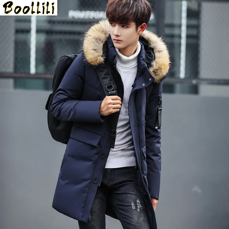 

Men Boollili Winter Jacket 2023 Raccoon Fur Collar Male Coat Padded Long Parka Men's Duck Down Jackets 4XL Abrigo Hombre