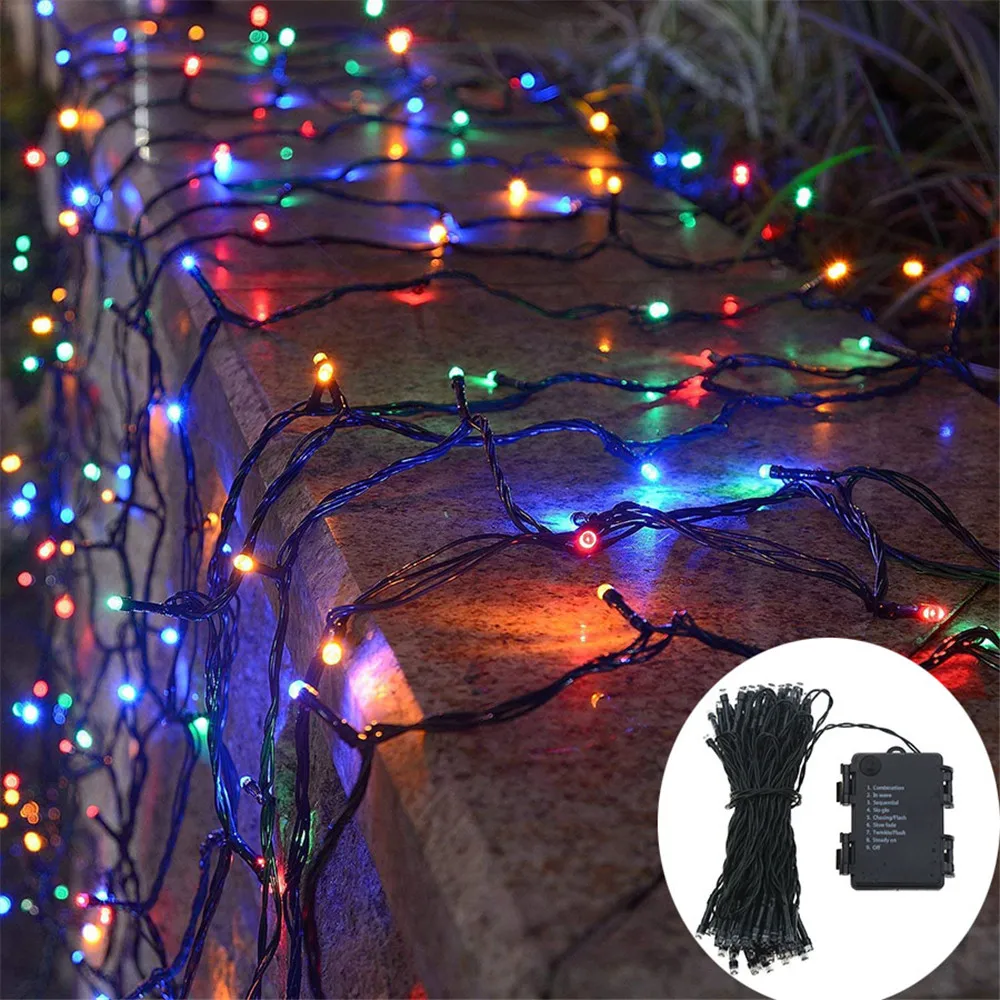 10M 20M Waterproof LED String Fairy Lights Battery Operated 8 Modes Christmas Light Outdoor Decor Lights Holiday Wedding Party