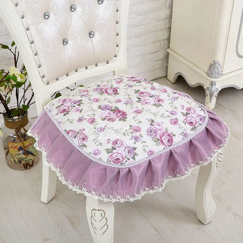 Floral Pattern Cushion With Lace Edge Thin Seat Mat Can Be Fixed On Chair U-shaped Seat Cushion Home Decor Cotton Sofa Pad Cheap