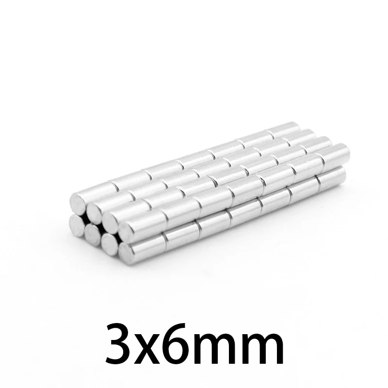 Cilindro magnético NdFeB Tinny de 3x6mm, diámetro de 3mm x 6mm, Sensor de neodimio de precisión, imán N35 de 3x6mm, imanes de alta calidad