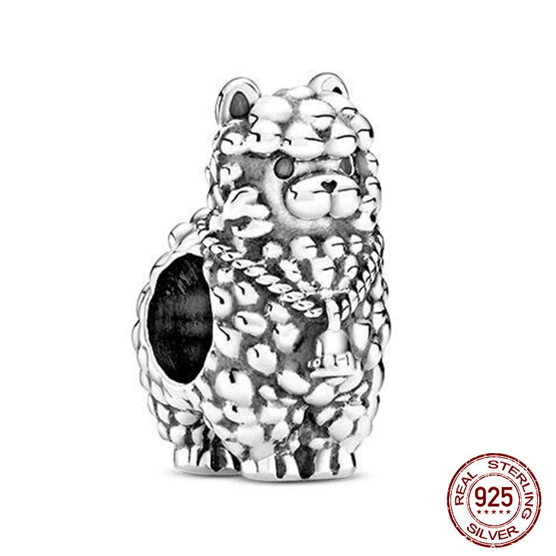 Cute 925 Sterling Silver Animal Alpaca Charms Beads fit Original Pandora Bracelets Women DIY Jewelry Making