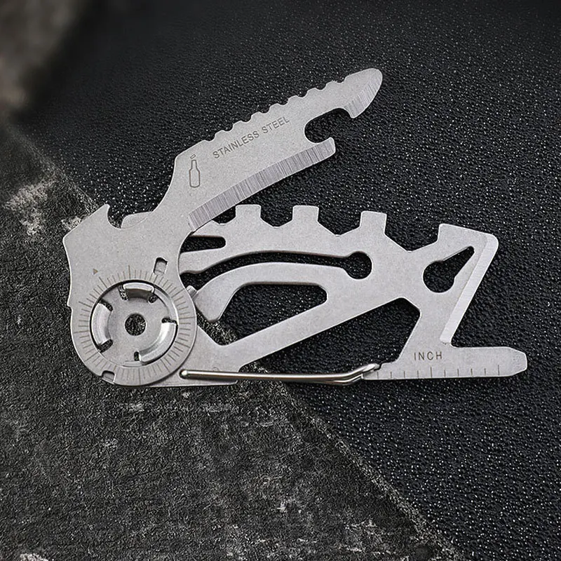 Portable Stainless Steel Multifunction Keychain Card Knife Folding Knife Sabre Card Outdoor Camping Bottle Opener Tools