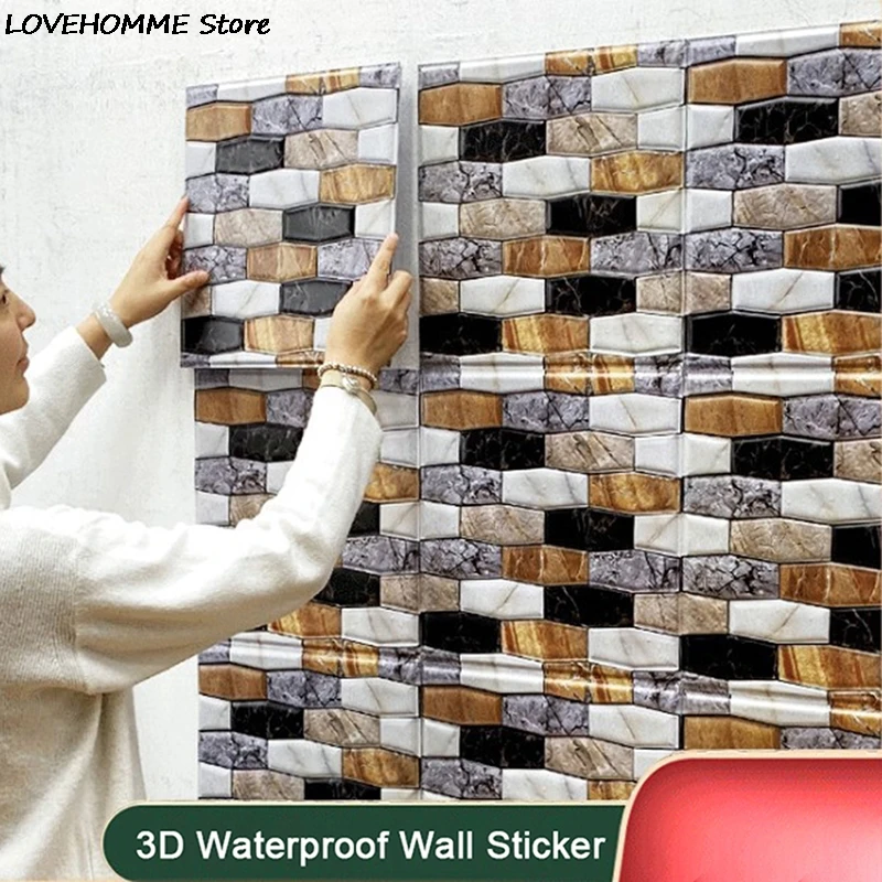 

30cm*30cm 3D Self-adhesive Waterproof Brick Shape Wall Sticker Bathroom Home Decoration