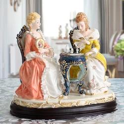 Estatua de cerámica europea para niña y mujer, accesorios de decoración para el hogar, artesanía para habitación, adorno VINTAGE para niña, estatuilla de porcelana, regalo