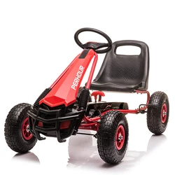 4-Wheeled Pedal Powered Go Cart With Steering Wheel & Adjustable Seat, Outdoor Off-Road Ride On Car For 3-9 Ages Boys Girls