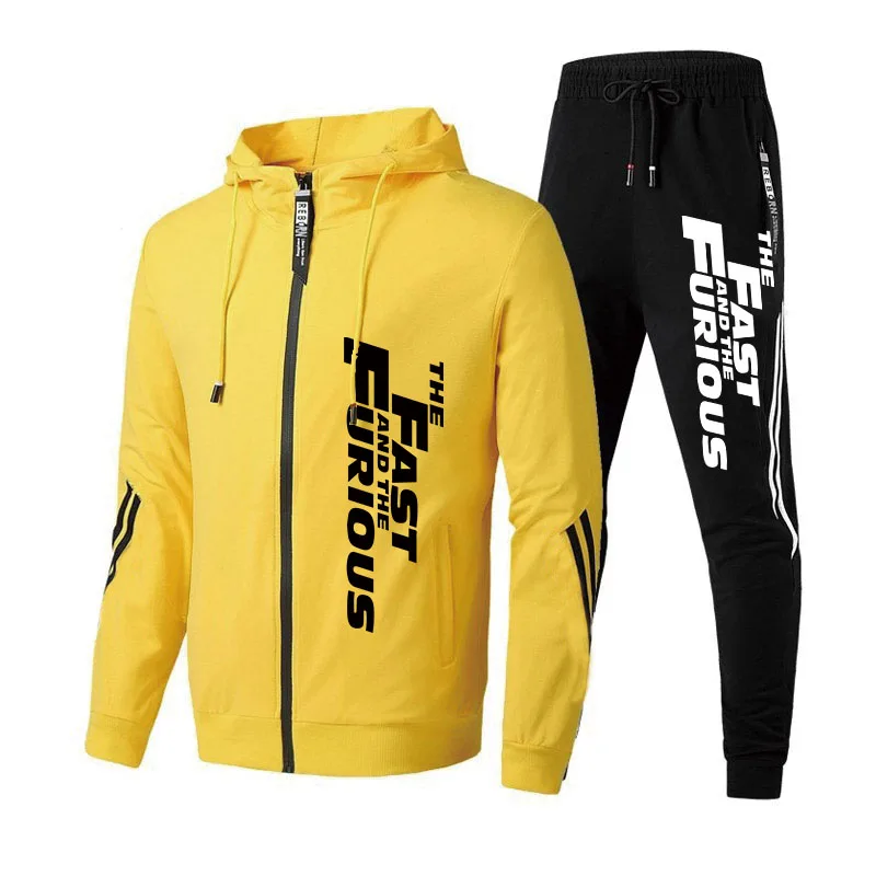 2021 Hot Sale Men\'s Fashion Tracksuit Zipper Hoodies and Sweatpants High Quality Male Outdoor Casual Sports Jogging Suit