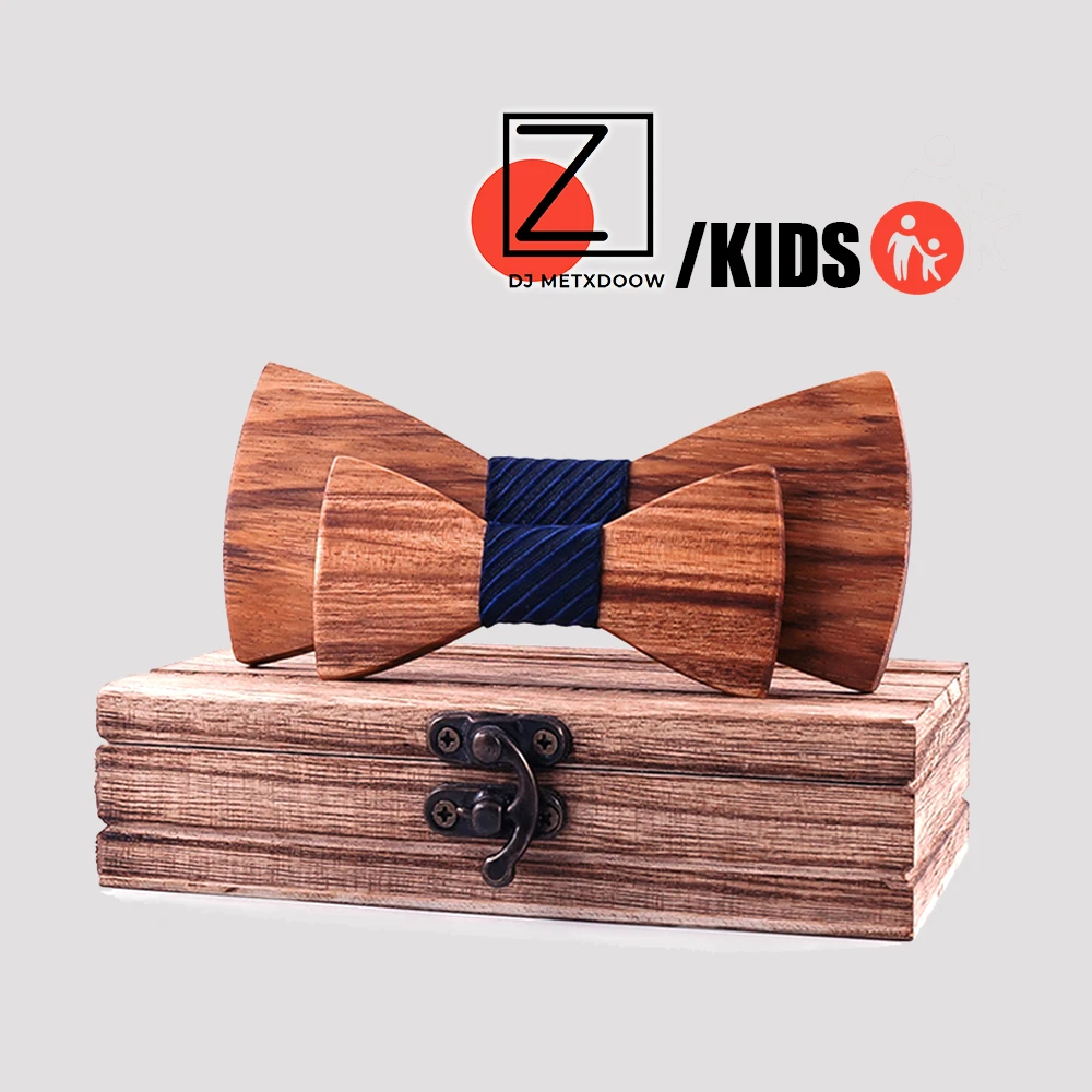 Parent-Child Bowtie Set Zebra wood  Plaid Family Butterfly Party Dinner Wedding Design Cute Bow tie Strip Navy Blue Accessory