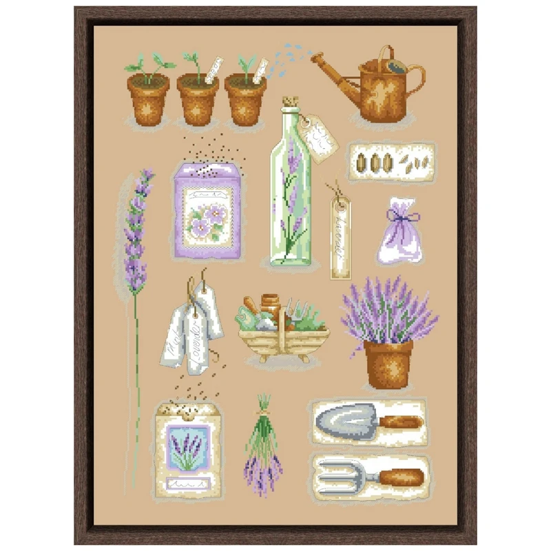 Lavender garden cross stitch kits flower aida fabric 18ct 14ct 11ct flaxen linen cotton thread embroidery kits DIY craft set