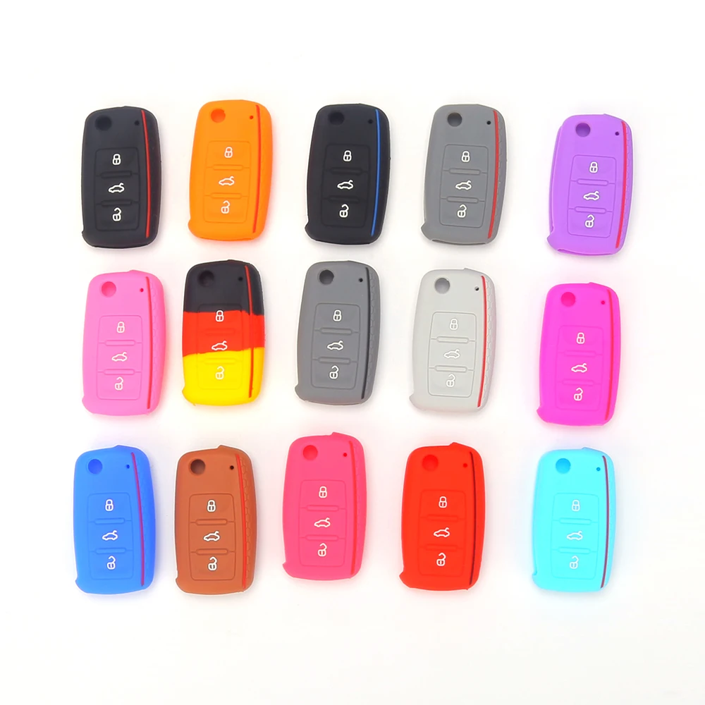 2021 Hot Sale Waterproof Durable Fashion Style Rubber Fob Alarm Remote Cover Silicone Car Key Case for Protective Skoda Car Keys